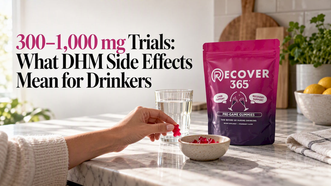 Recover 365 gummies beside water