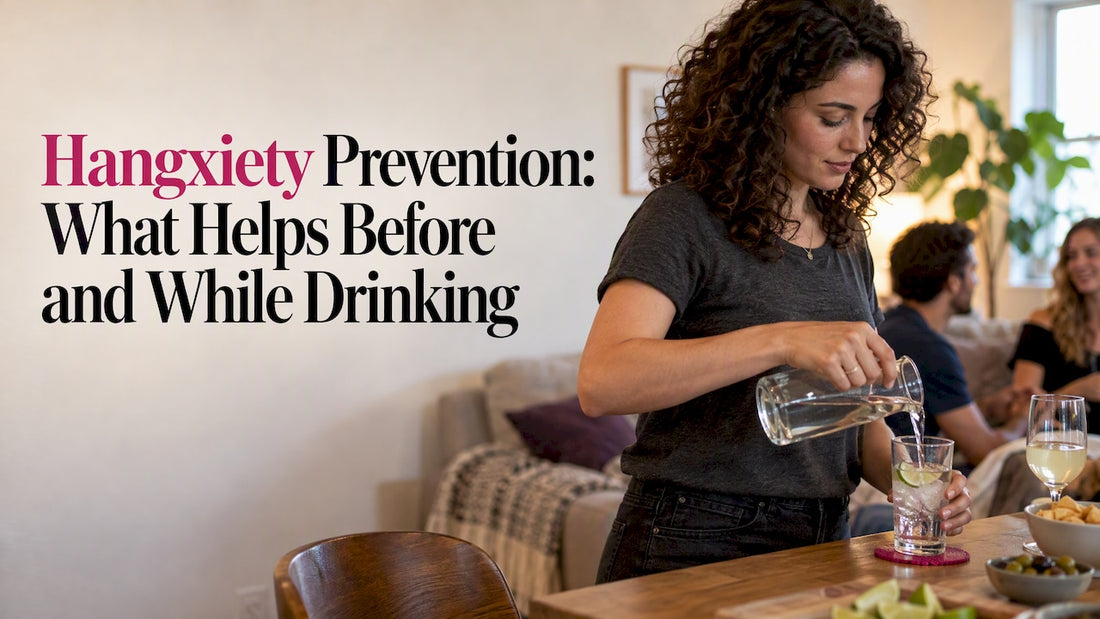 Woman pours water beside a drink